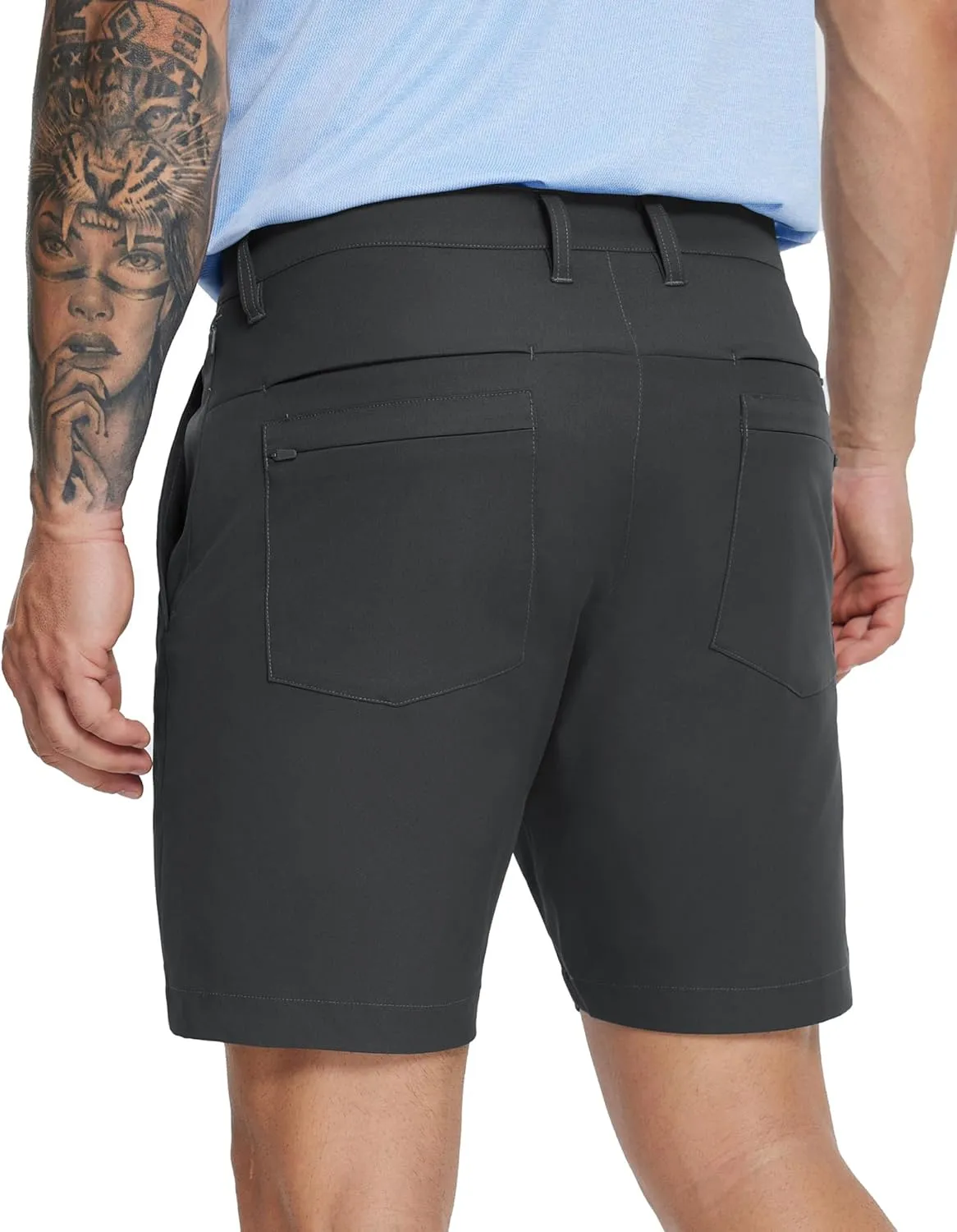 MICHEL ROUEN Golf Shorts Men 7" Solid 8 Pockets Lightweight Water-Resistant Flat Front Flex Stretch Casual Mens Dress Shorts