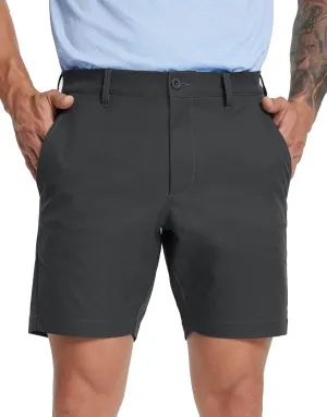 MICHEL ROUEN Golf Shorts Men 7" Solid 8 Pockets Lightweight Water-Resistant Flat Front Flex Stretch Casual Mens Dress Shorts