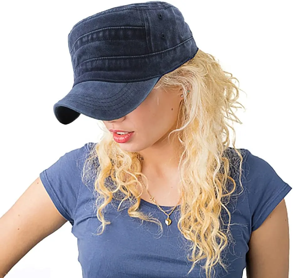 Military Cap Vintage Washed Denim Army Caps Cotton Flat Top Cap Outdoor Sports Baseball Cap Casual Sunhat Unisex