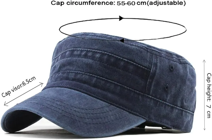 Military Cap Vintage Washed Denim Army Caps Cotton Flat Top Cap Outdoor Sports Baseball Cap Casual Sunhat Unisex