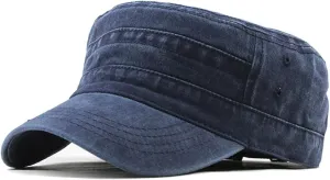 Military Cap Vintage Washed Denim Army Caps Cotton Flat Top Cap Outdoor Sports Baseball Cap Casual Sunhat Unisex