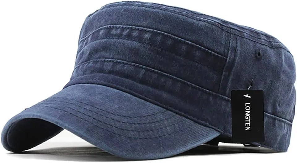 Military Cap Vintage Washed Denim Army Caps Cotton Flat Top Cap Outdoor Sports Baseball Cap Casual Sunhat Unisex