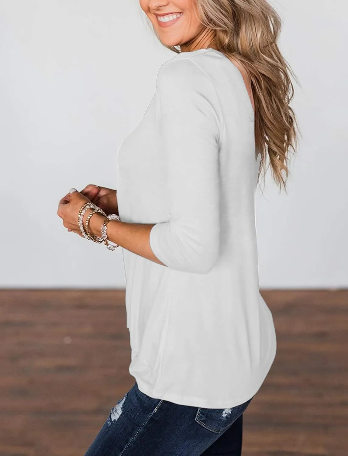 Minthunter Women's Half Sleeve T Shirts Casual Color Block Round Neck Spring Tops