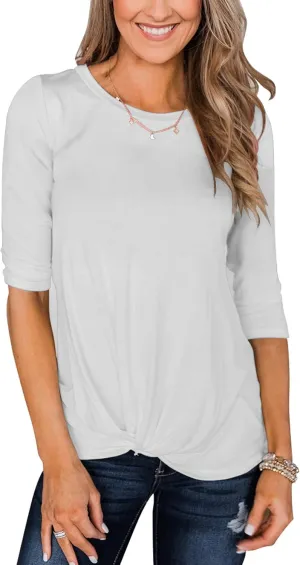 Minthunter Women's Half Sleeve T Shirts Casual Color Block Round Neck Spring Tops