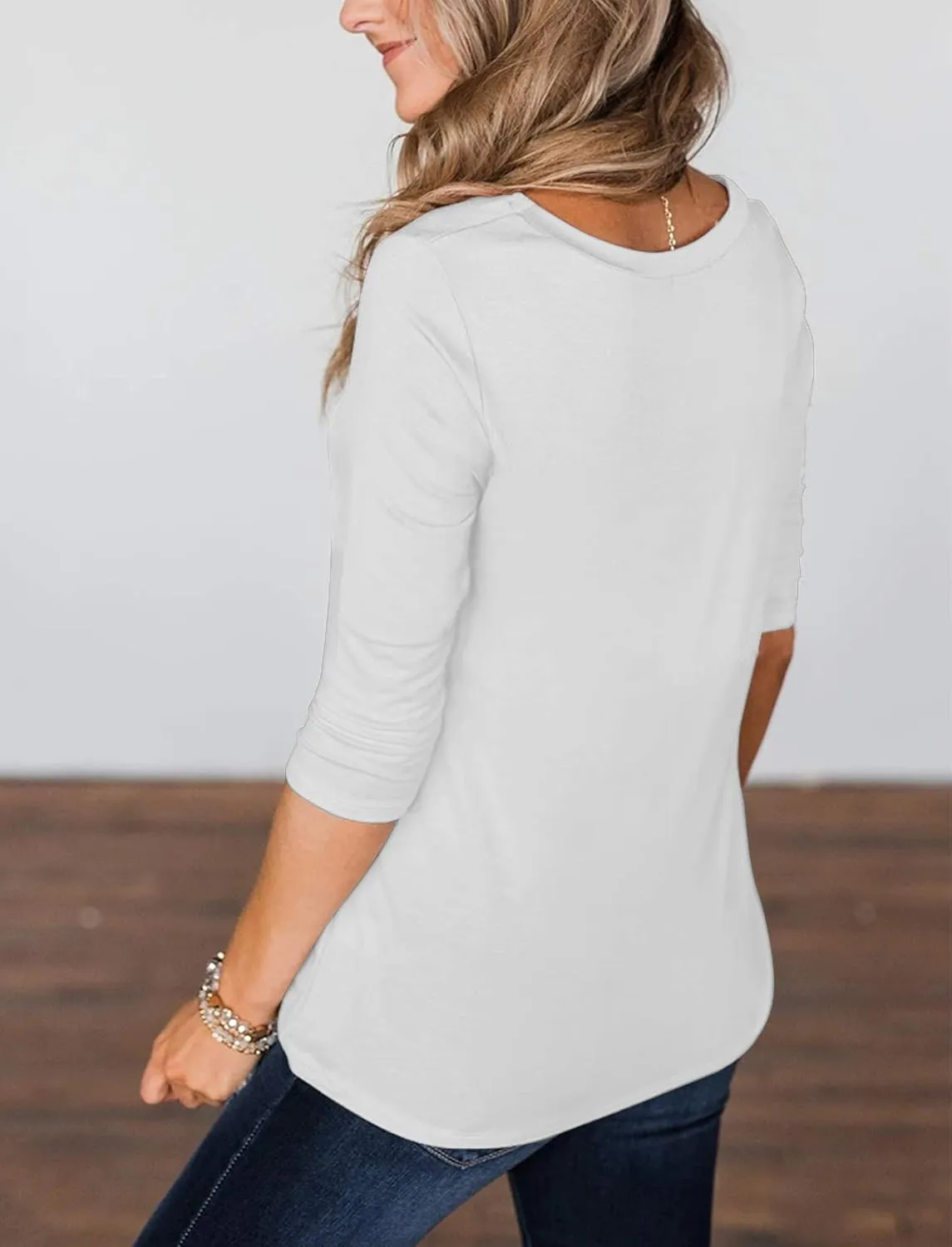 Minthunter Women's Half Sleeve T Shirts Casual Color Block Round Neck Spring Tops