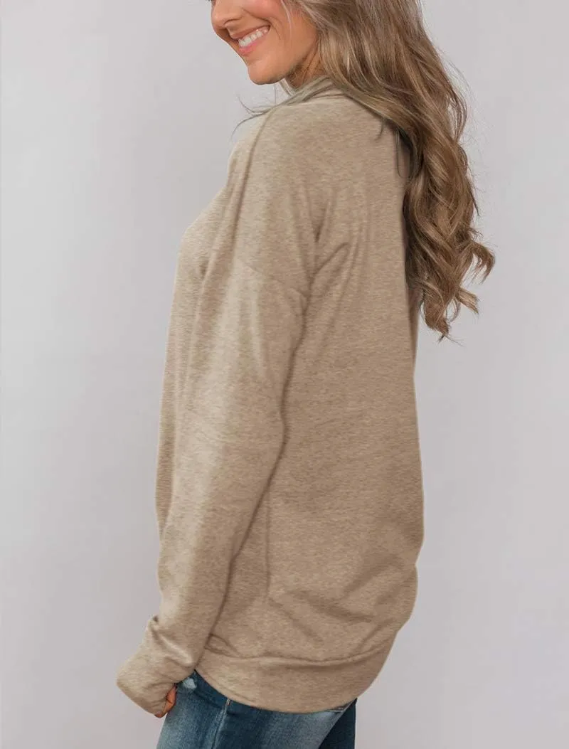 Minthunter Women's Long Sleeve Pullovers Cowl Neck Tunic Shirt Casual Sweatshirt Tops