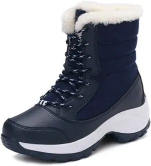 MIOKE Women's Winter Waterproof Snow Ankle Boots Lace Up Warm Fur Platform Insulated Outdoor Sneaker Booties