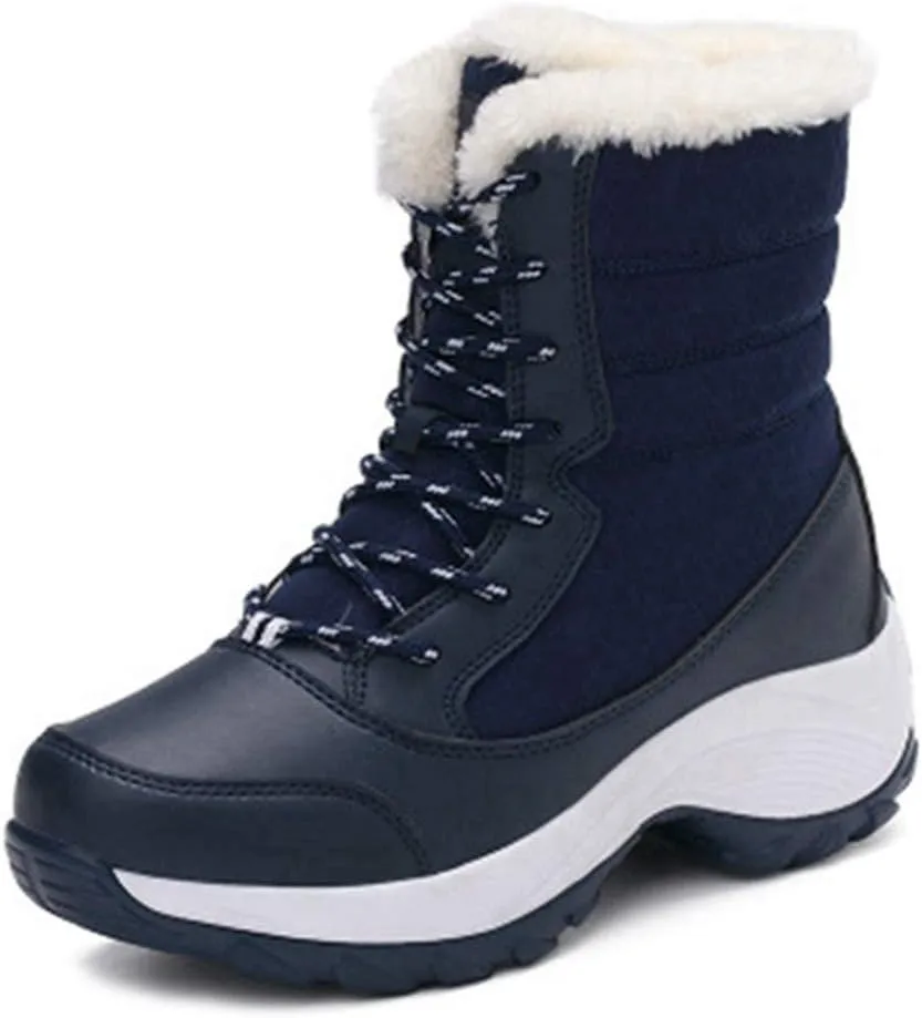 MIOKE Women's Winter Waterproof Snow Ankle Boots Lace Up Warm Fur Platform Insulated Outdoor Sneaker Booties