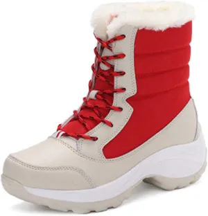 MIOKE Women's Winter Waterproof Snow Ankle Boots Lace Up Warm Fur Platform Insulated Outdoor Sneaker Booties