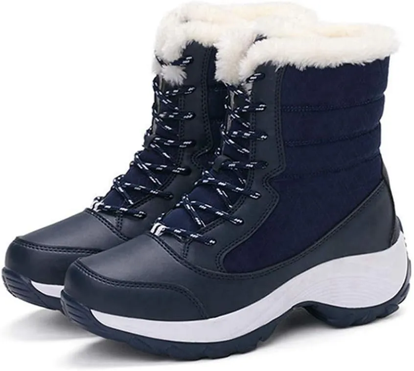 MIOKE Women's Winter Waterproof Snow Ankle Boots Lace Up Warm Fur Platform Insulated Outdoor Sneaker Booties