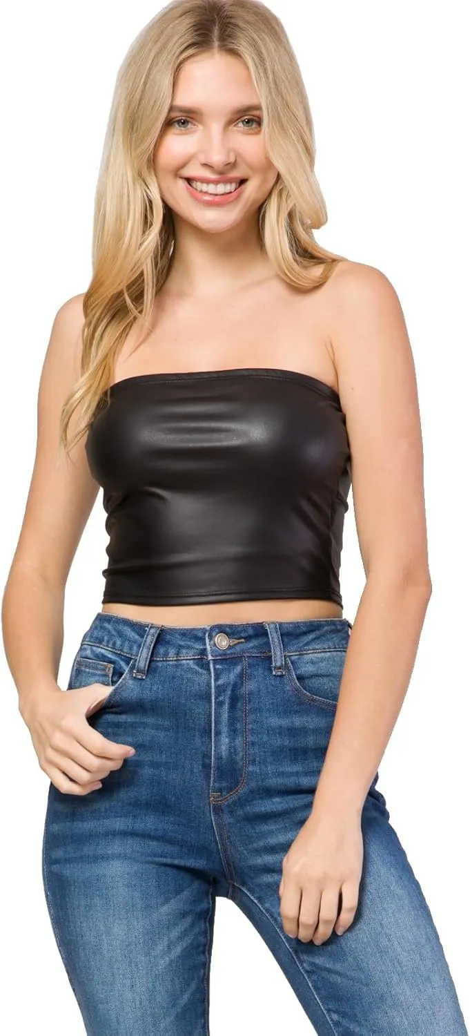 MixMatchy Women's Casual Strapless Print Tube Tops Strapless Sleeveless Bandeau Tops