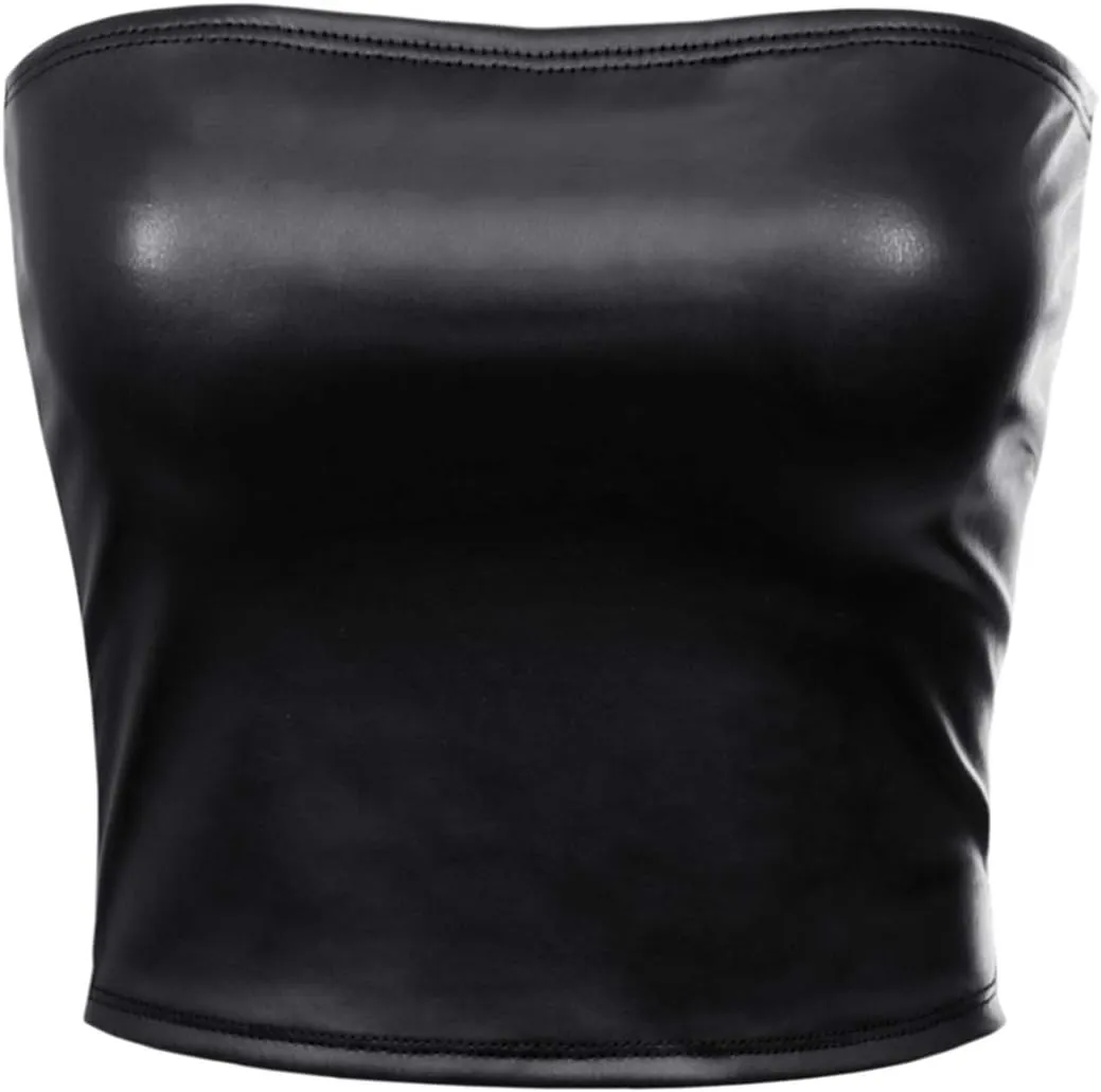 MixMatchy Women's Casual Strapless Print Tube Tops Strapless Sleeveless Bandeau Tops