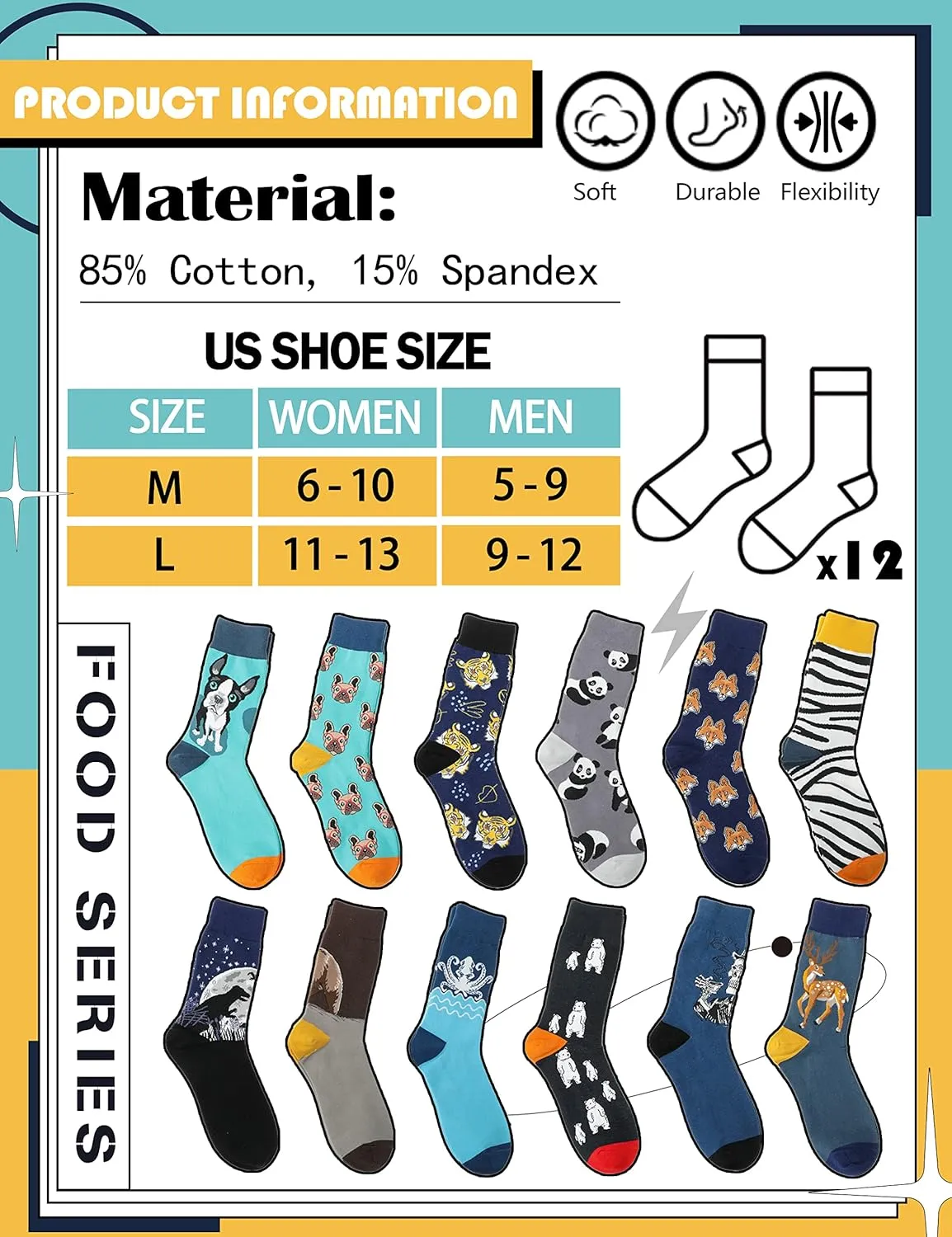 MOGGEI Funny Socks for Men Women Fun Cozy Crazy Novelty Fashion Breathable Printed Cotton Boot Socks