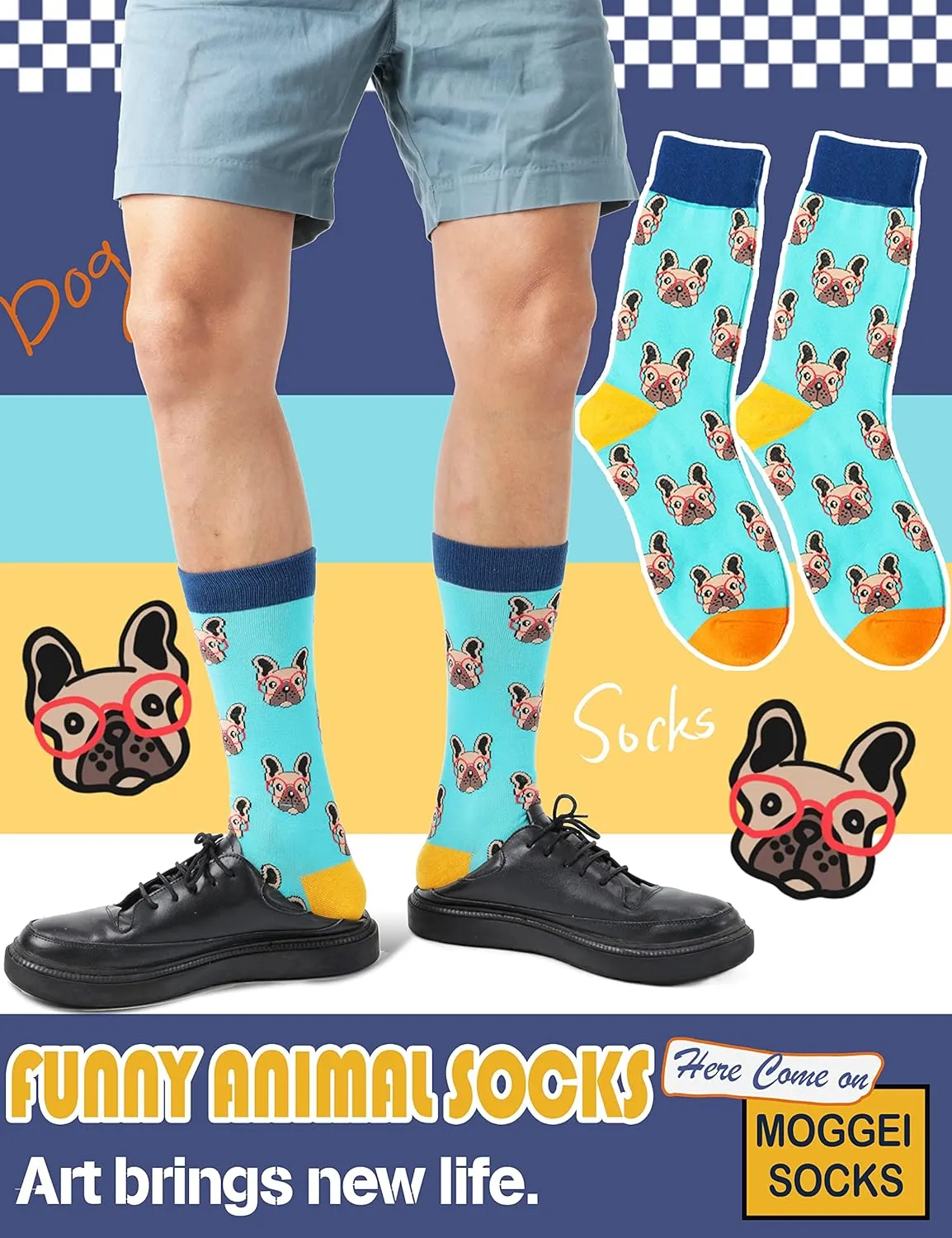 MOGGEI Funny Socks for Men Women Fun Cozy Crazy Novelty Fashion Breathable Printed Cotton Boot Socks