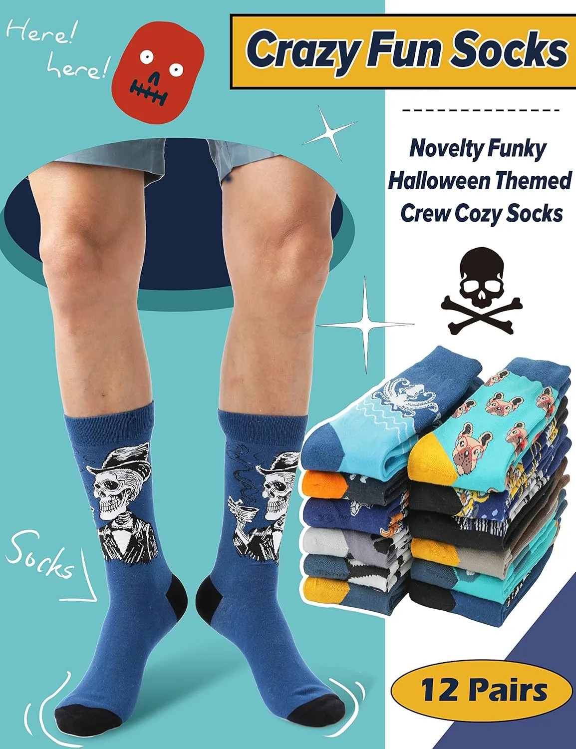 MOGGEI Funny Socks for Men Women Fun Cozy Crazy Novelty Fashion Breathable Printed Cotton Boot Socks