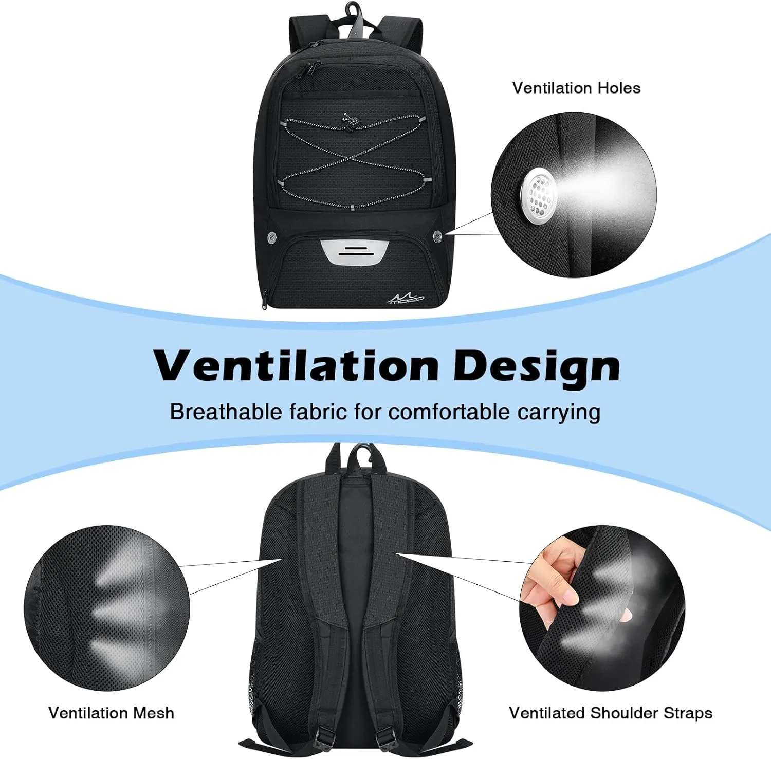MoKo Basketball Bag Backpack, Soccer Backpack for Men & Women with Separate Ball and Shoes Compartments
