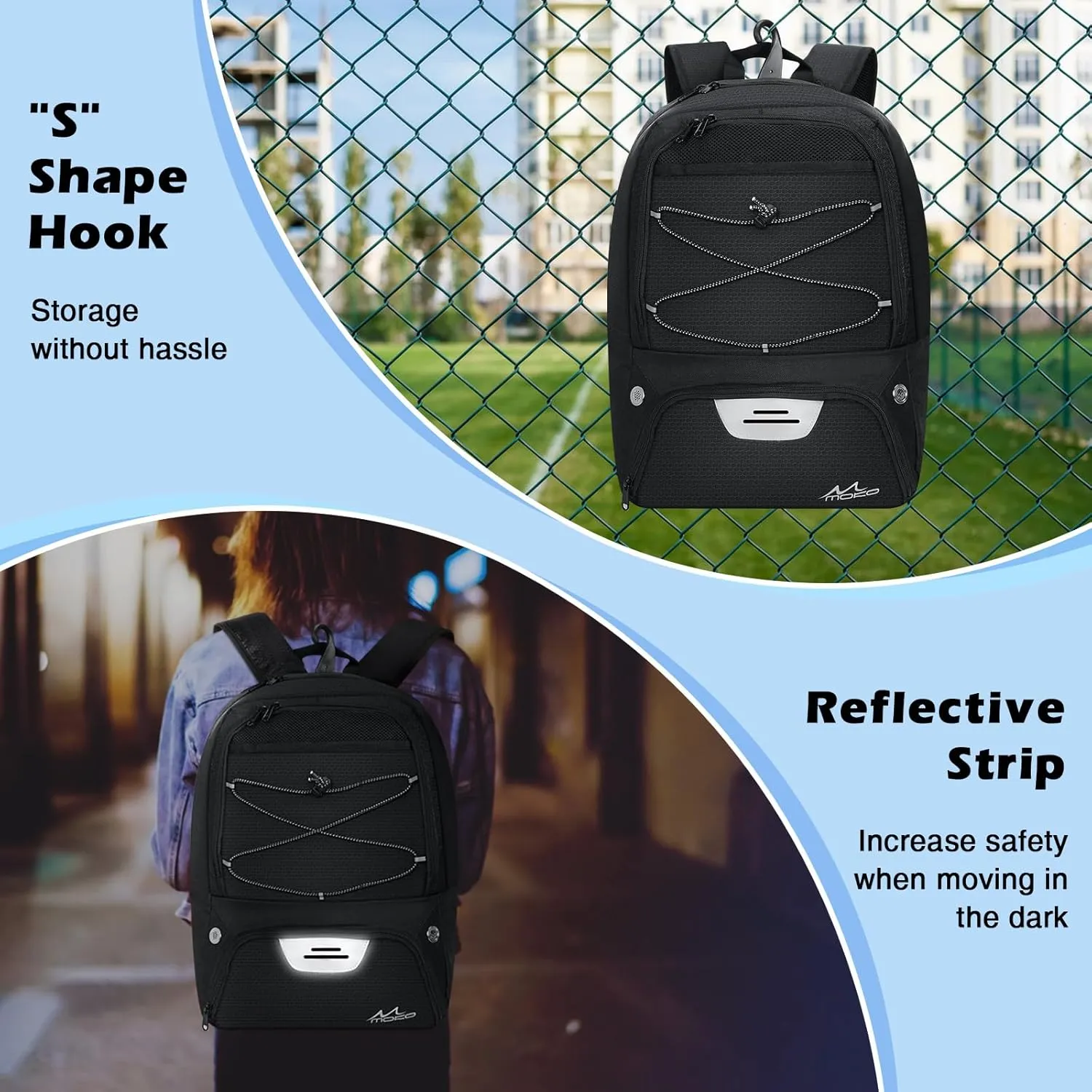 MoKo Basketball Bag Backpack, Soccer Backpack for Men & Women with Separate Ball and Shoes Compartments