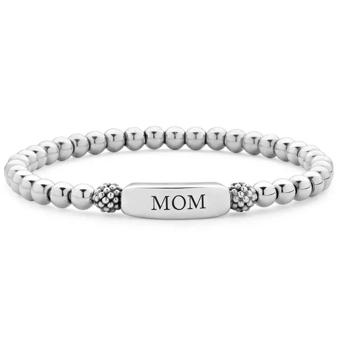 MOM Stretch Bead Bracelet Signature Caviar in S/S