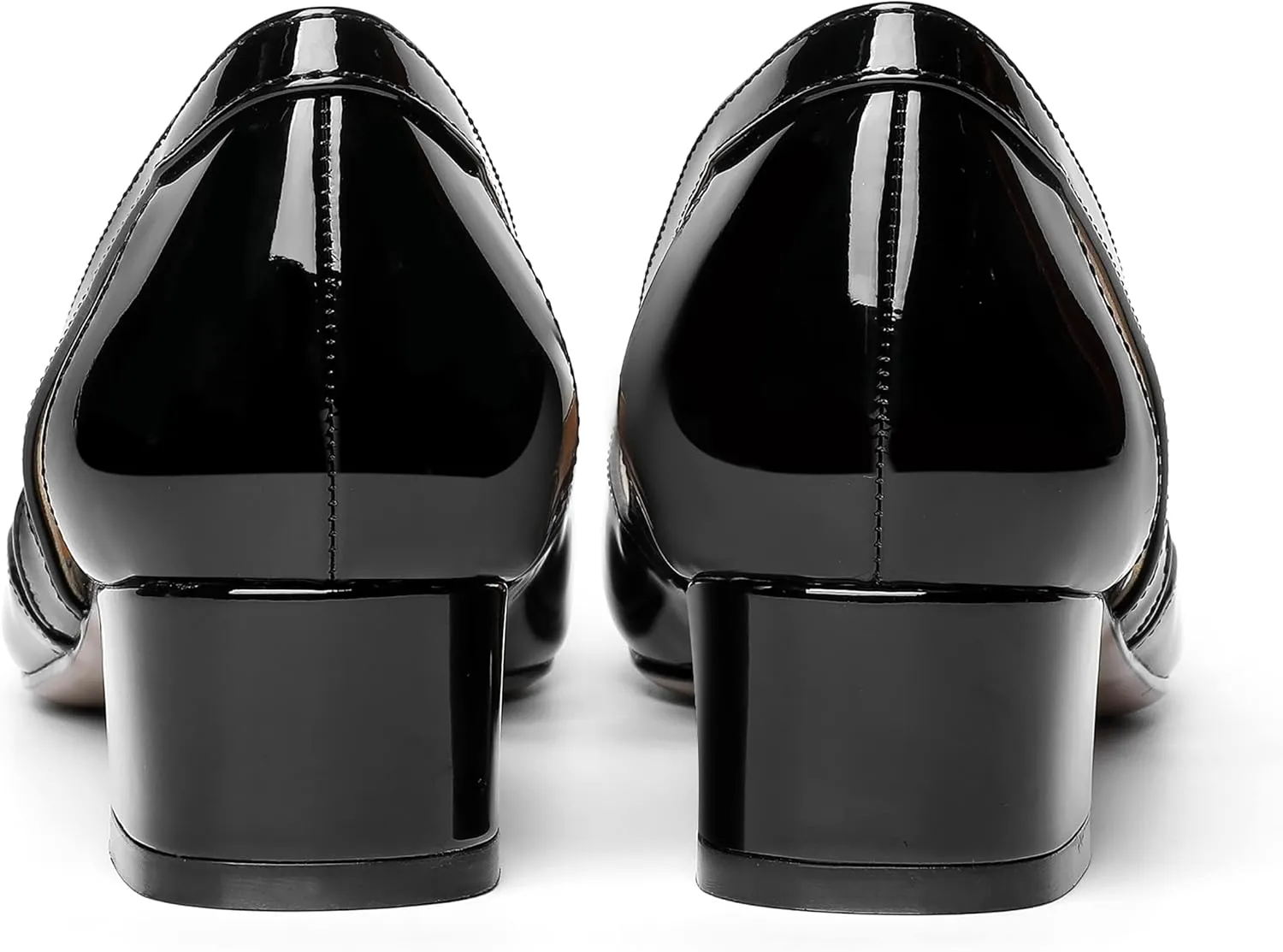 MOVINSTEPS Womens Pointed Toe Dress Slip On Patent Cut Out Work Chunky Low Heel Pumps Shoes 1.5 Inch