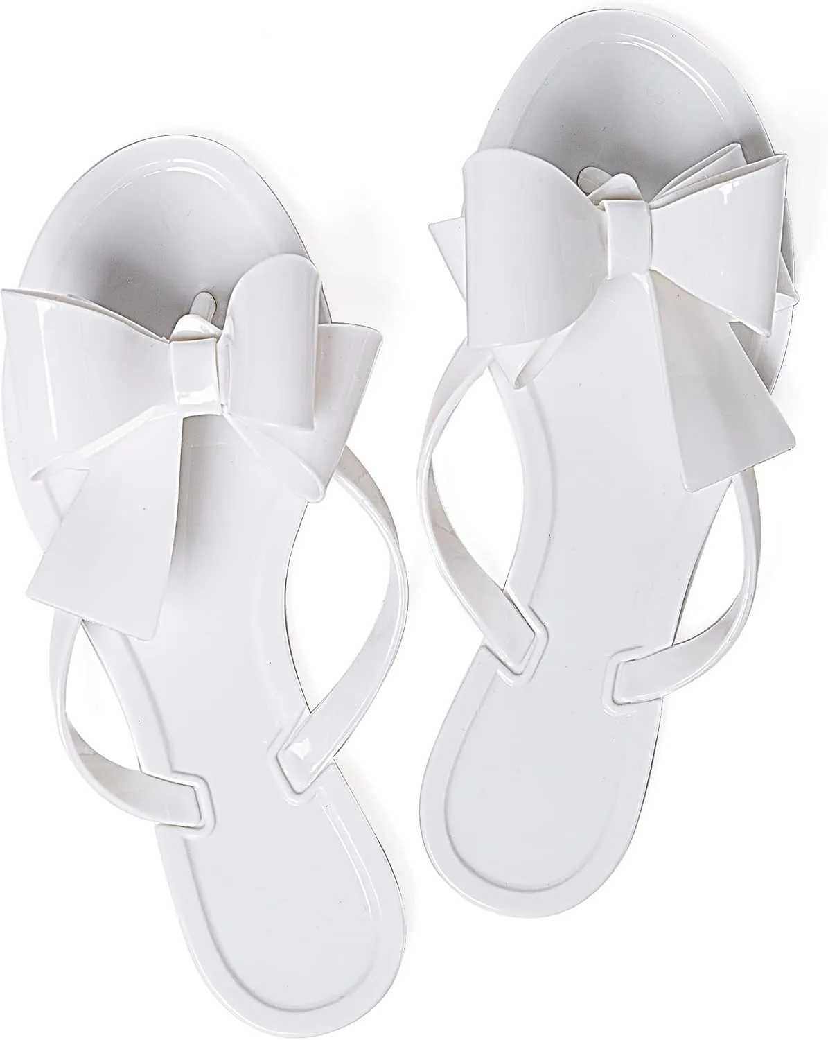 Mtzyoa Women Flip-Flops Flat Sandals Jelly Bow Beach Flat Rivets Rain Cute Dressy Summer Sandals