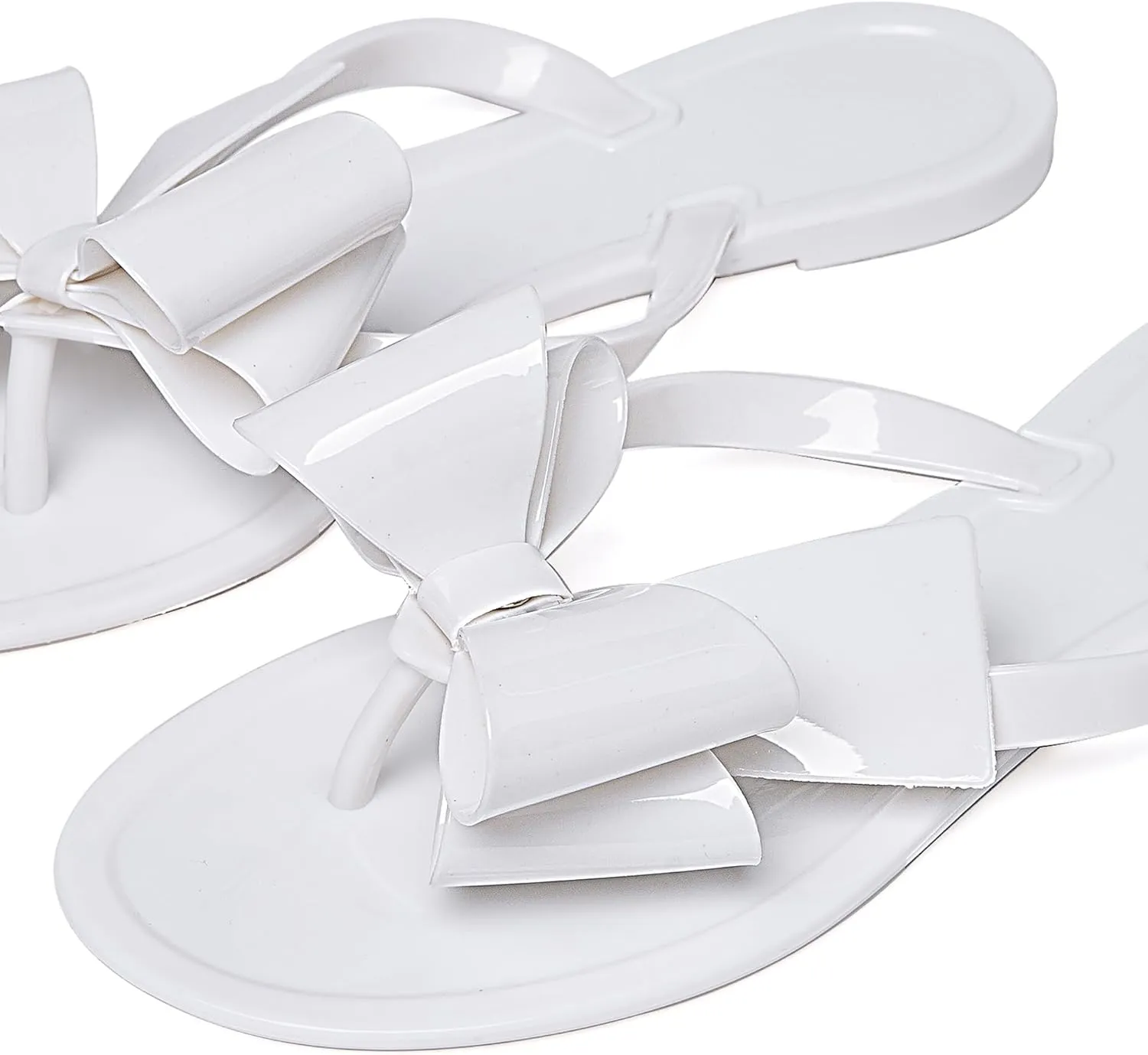 Mtzyoa Women Flip-Flops Flat Sandals Jelly Bow Beach Flat Rivets Rain Cute Dressy Summer Sandals