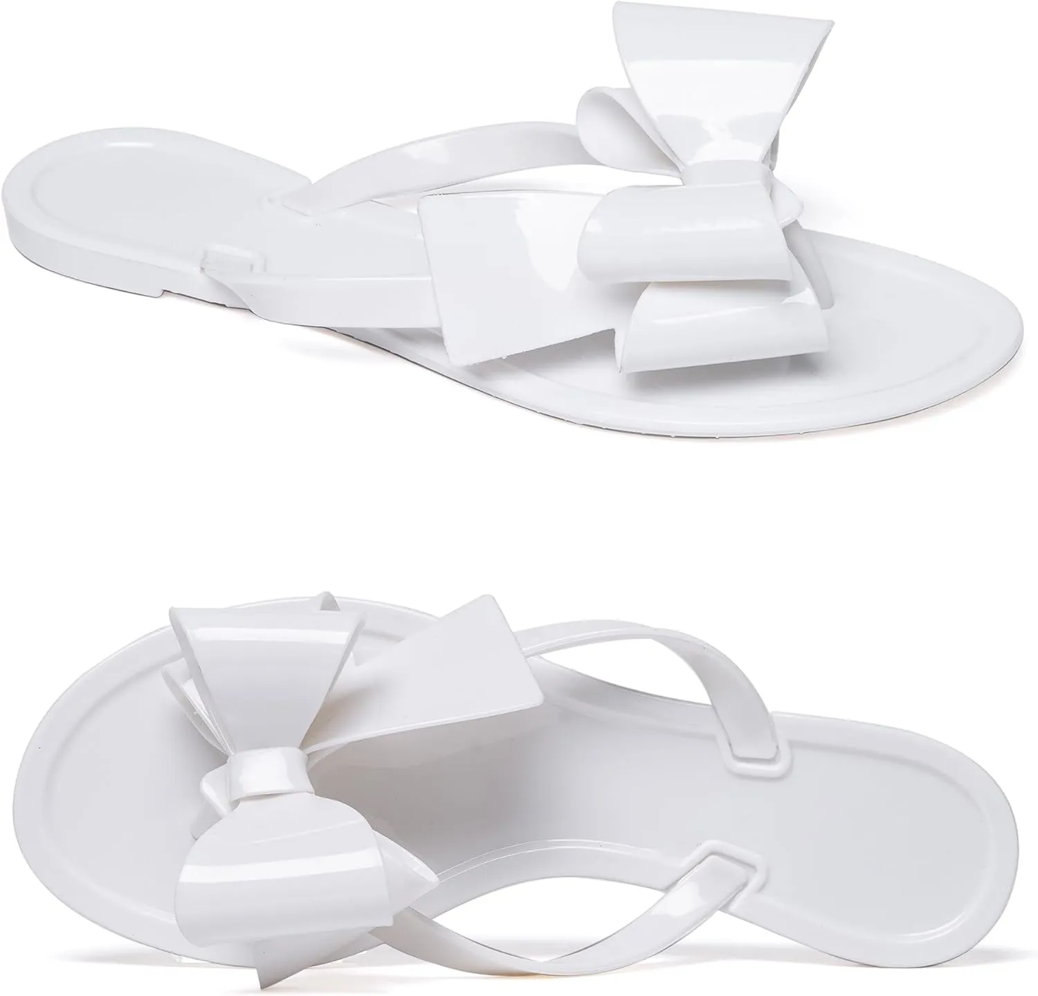 Mtzyoa Women Flip-Flops Flat Sandals Jelly Bow Beach Flat Rivets Rain Cute Dressy Summer Sandals