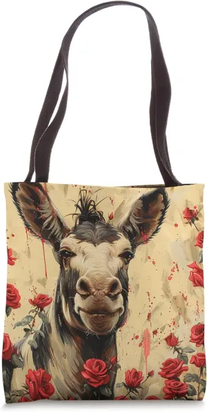 Mule Aesthetic Red Rose Flower Van Gogh Style Tote Bag
