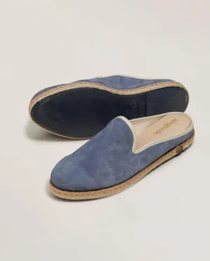 Mule d'été femme cuir, bleu