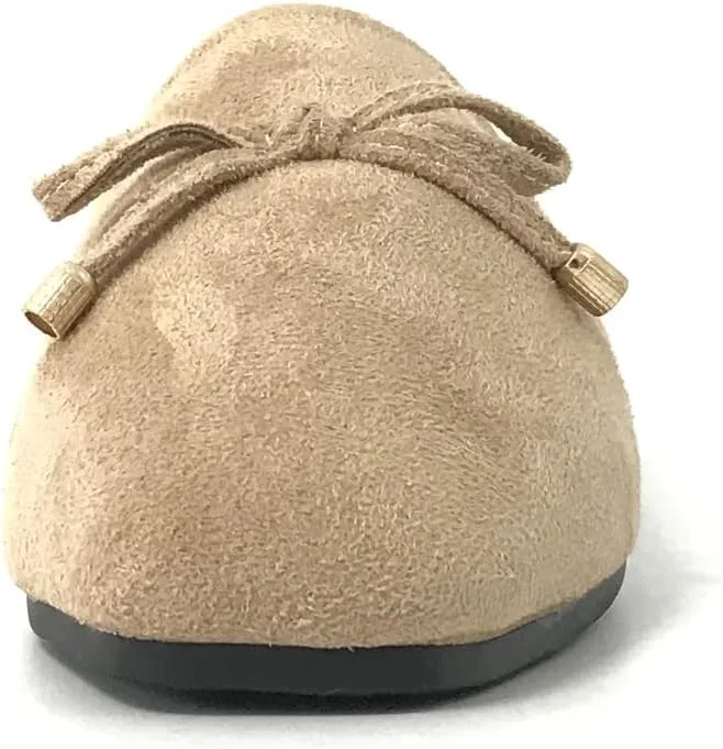 Mule Loafers for Women Flats Bowknot Slip On Slides Open Back Summer Casual Shoes