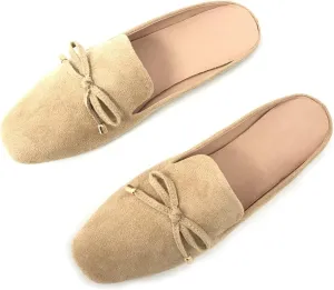 Mule Loafers for Women Flats Bowknot Slip On Slides Open Back Summer Casual Shoes