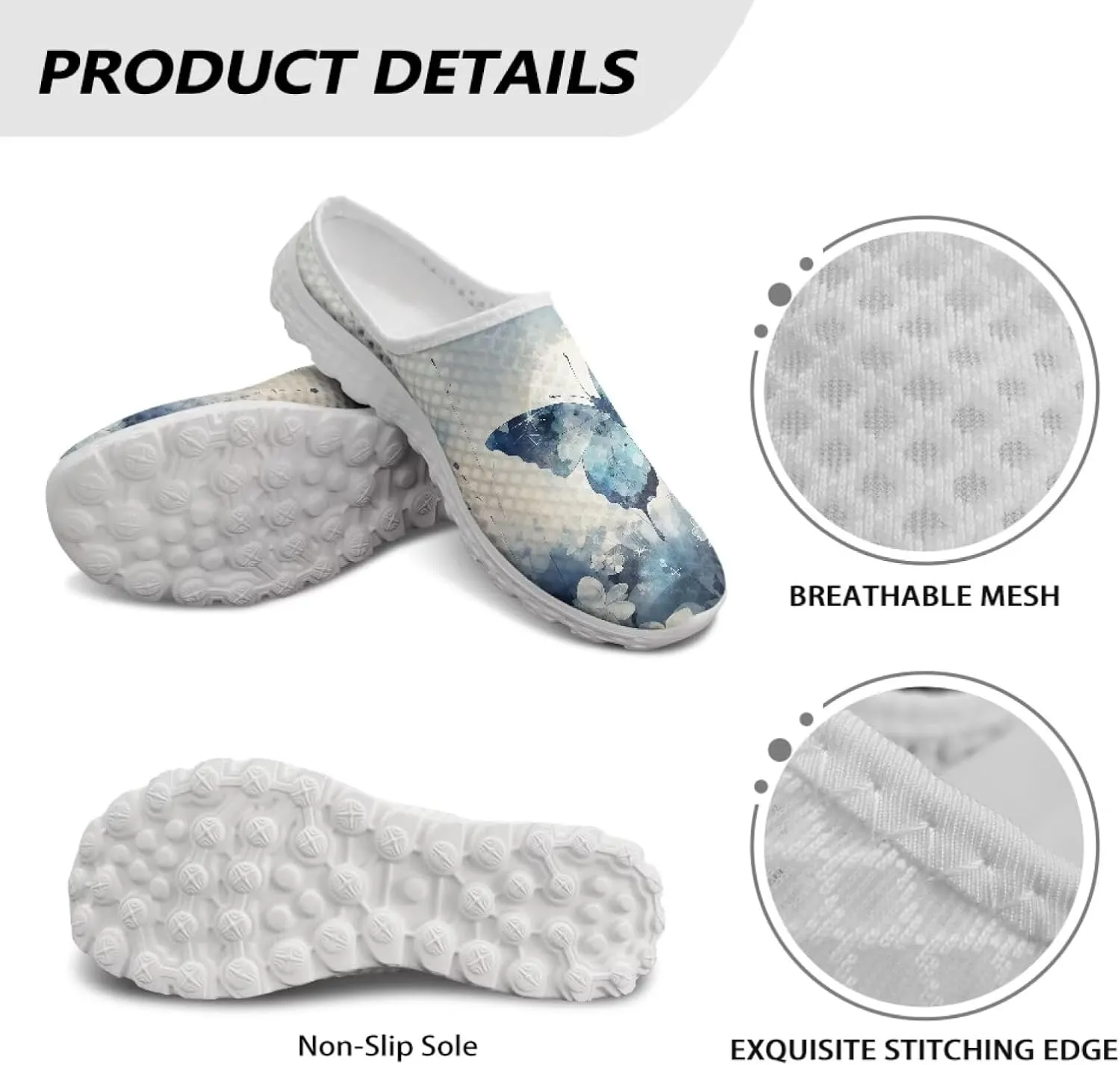 Mule Shoes for Women Summer Novelty Butterfly Outdoor Non-Slip Sneakers Hand Free Garden Walking Shoes Slip On