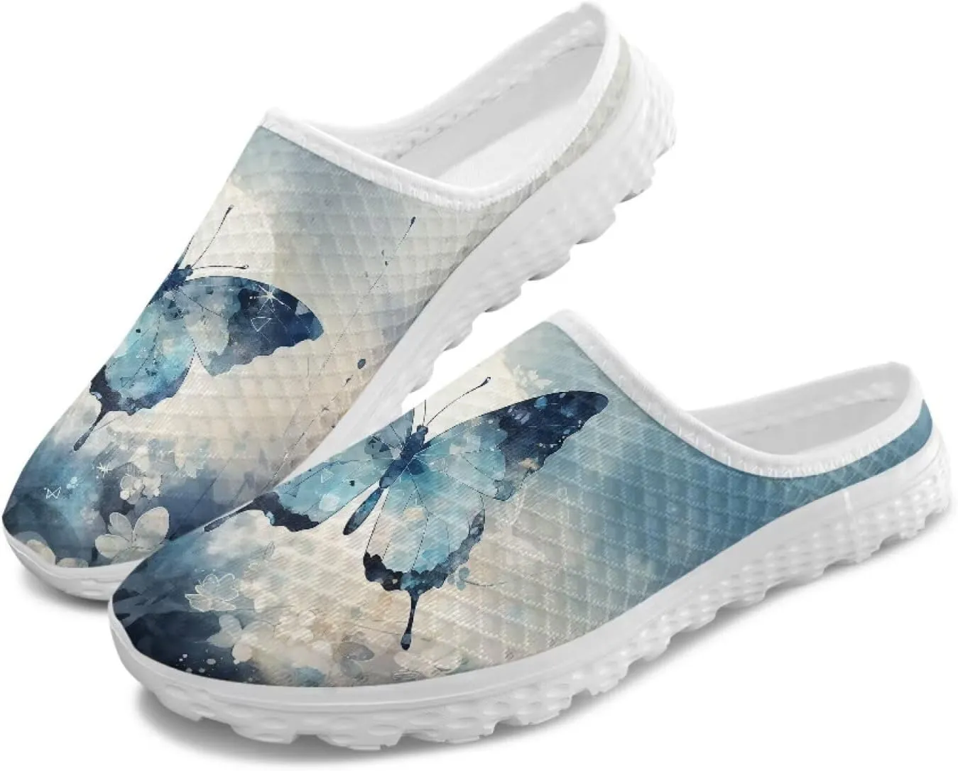 Mule Shoes for Women Summer Novelty Butterfly Outdoor Non-Slip Sneakers Hand Free Garden Walking Shoes Slip On