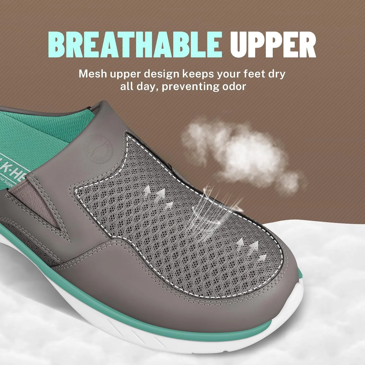 Mules for Woman Sneakers with Arch Support, Slip On Womens Walking Shoes for Plantar Fasciitis, Open Back Orthopedic Clogs for Women