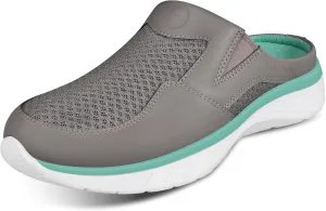 Mules for Woman Sneakers with Arch Support, Slip On Womens Walking Shoes for Plantar Fasciitis, Open Back Orthopedic Clogs for Women