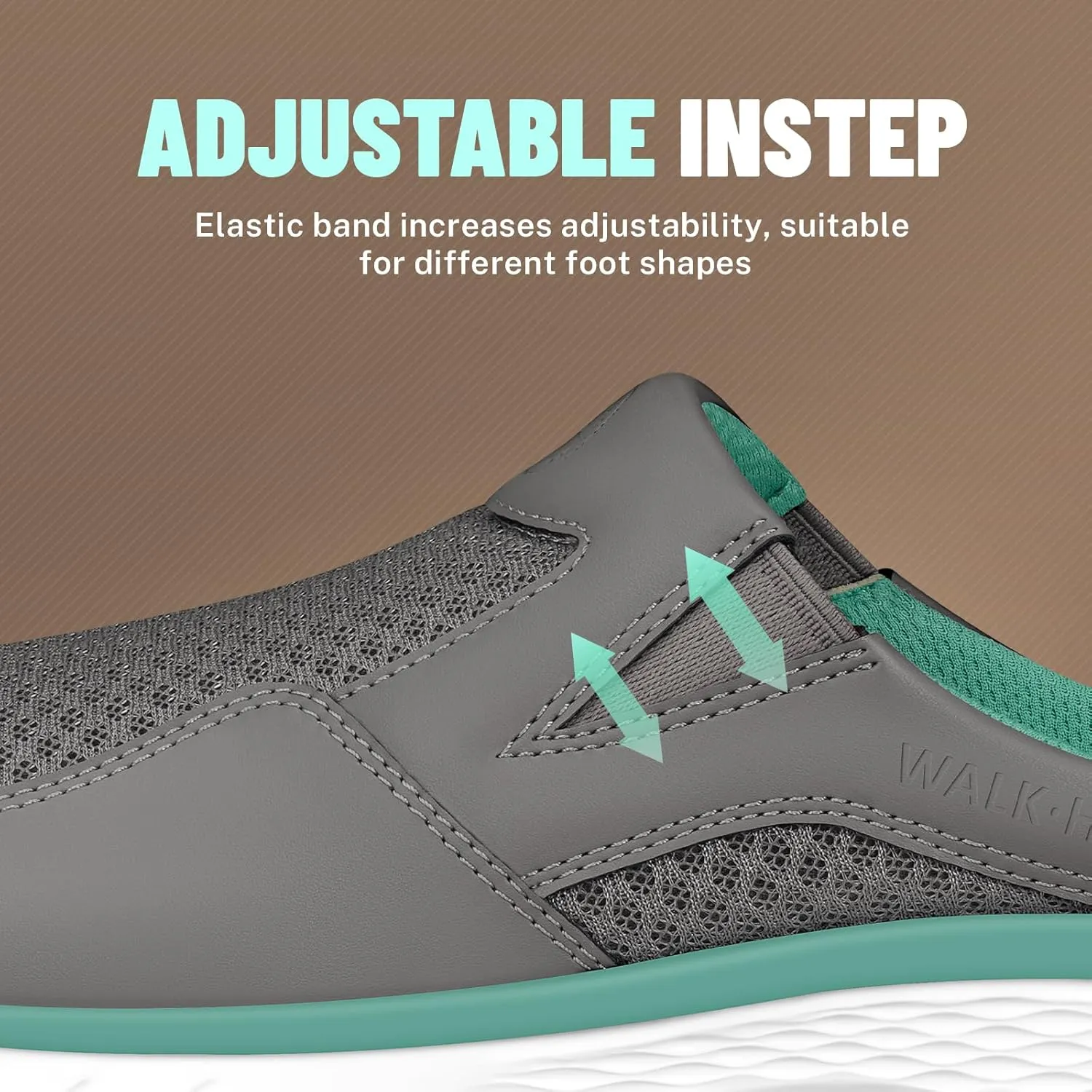 Mules for Woman Sneakers with Arch Support, Slip On Womens Walking Shoes for Plantar Fasciitis, Open Back Orthopedic Clogs for Women