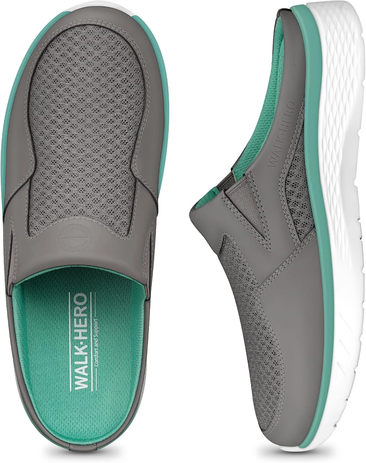 Mules for Woman Sneakers with Arch Support, Slip On Womens Walking Shoes for Plantar Fasciitis, Open Back Orthopedic Clogs for Women