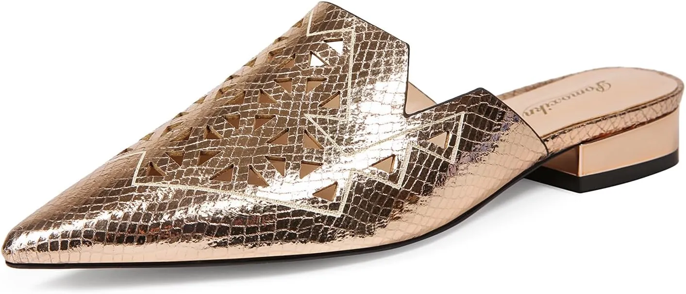 Mules for Women Pointed Toe Backless Mesh Flat Mule Casual Slides Slip On Comfortable Fashion Dress Shoes