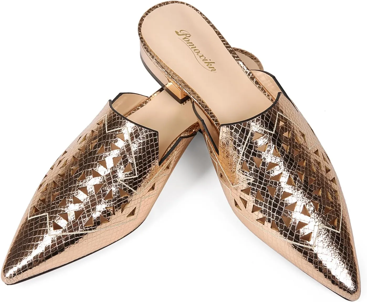 Mules for Women Pointed Toe Backless Mesh Flat Mule Casual Slides Slip On Comfortable Fashion Dress Shoes