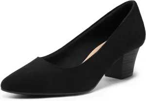 mysoft Women's Chunky Stacked Heel Pumps Closed Toe Dress Shoes Comfortable Slip On Pumps