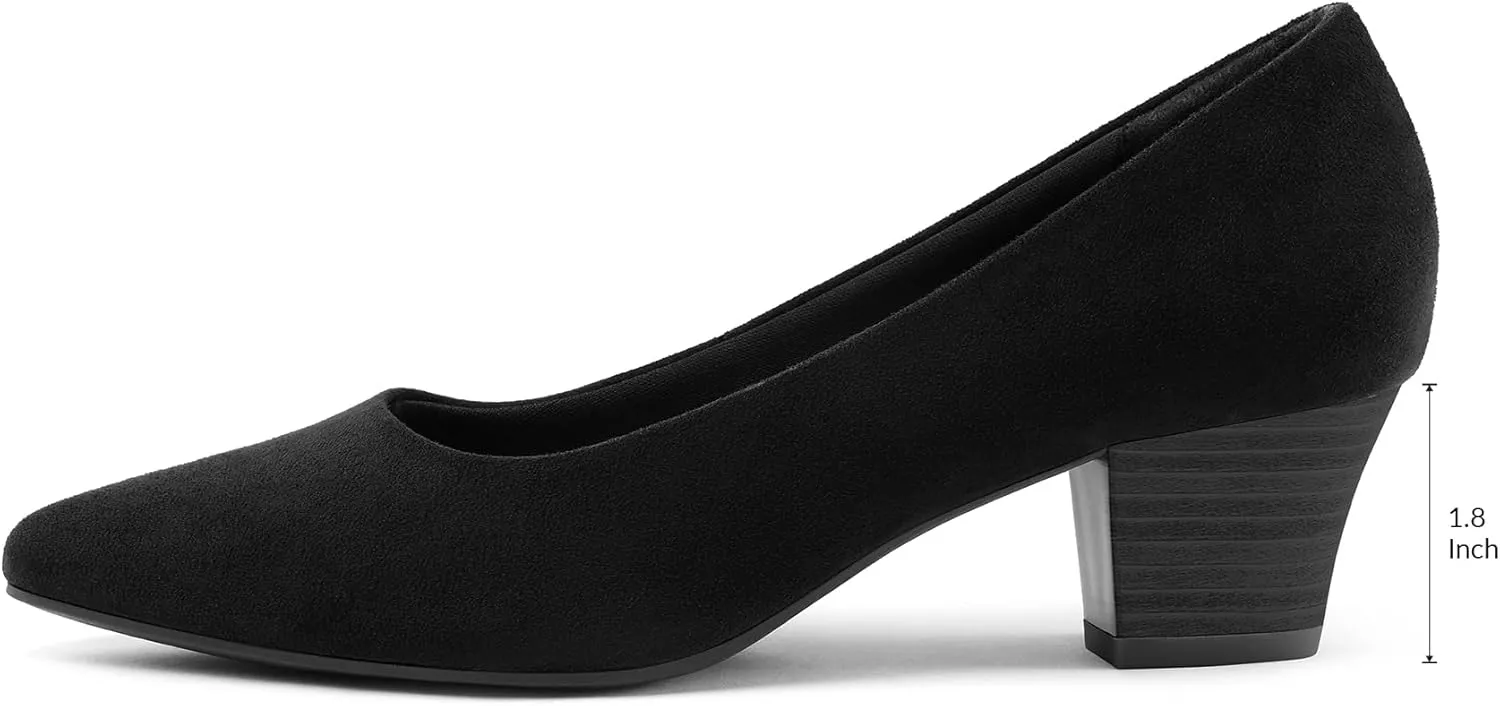 mysoft Women's Chunky Stacked Heel Pumps Closed Toe Dress Shoes Comfortable Slip On Pumps