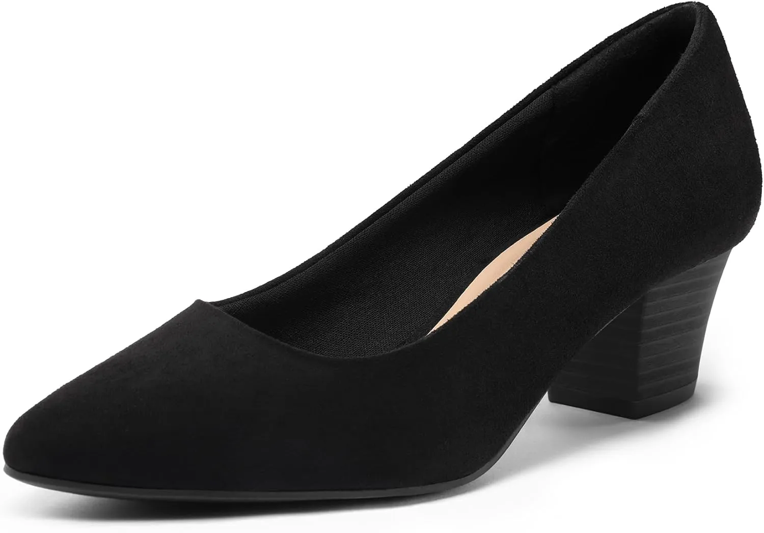 mysoft Women's Chunky Stacked Heel Pumps Closed Toe Dress Shoes Comfortable Slip On Pumps
