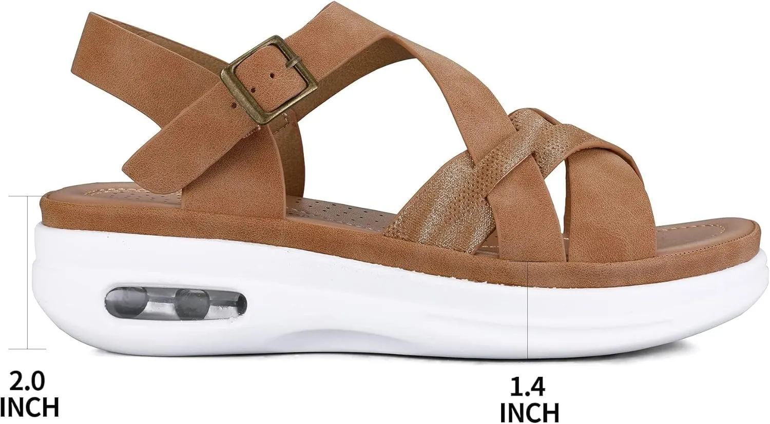 mysoft Women's Walking Sandals Comfortable Air Cushioned Support Ankle Strap Dress Sandals