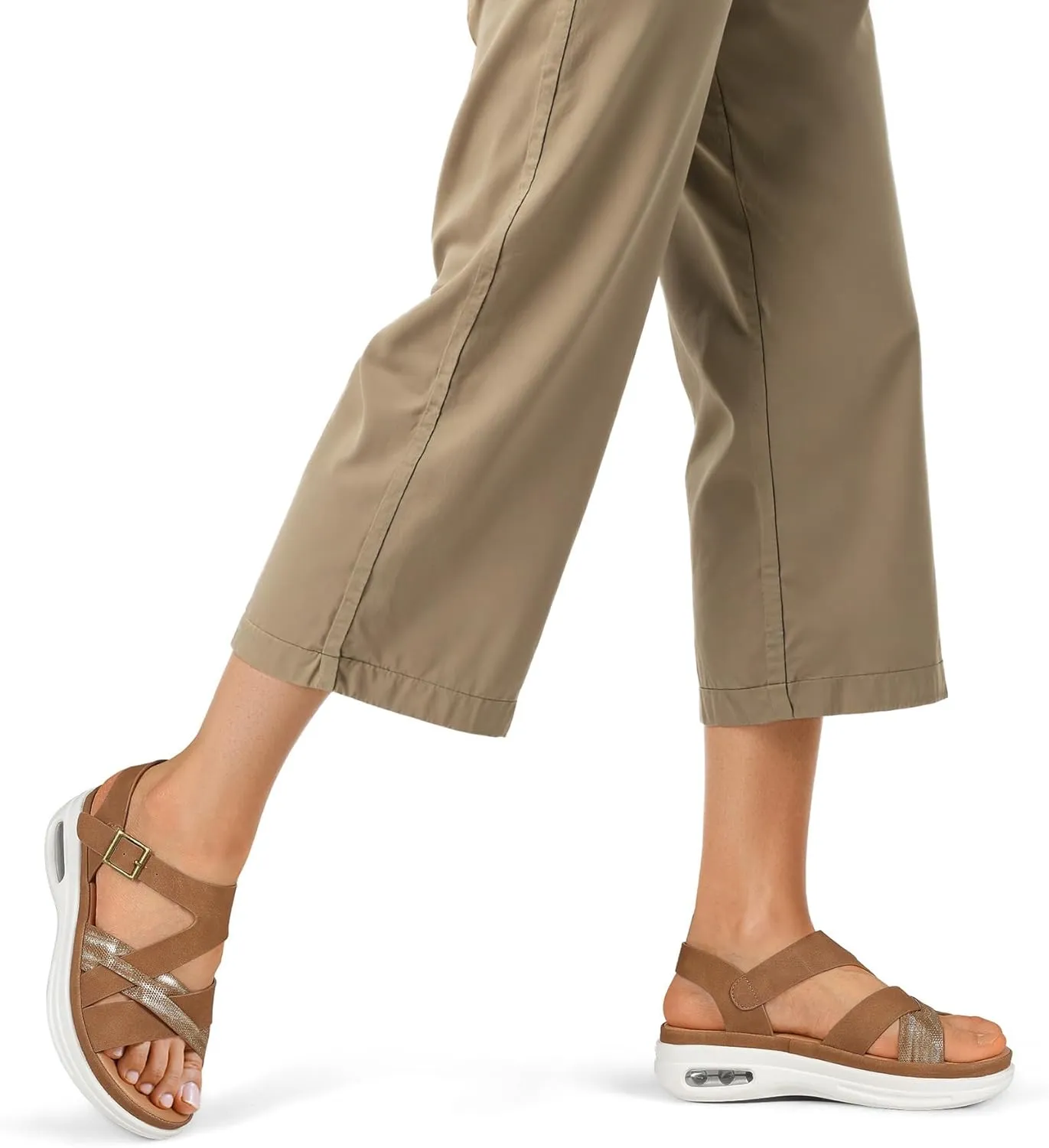 mysoft Women's Walking Sandals Comfortable Air Cushioned Support Ankle Strap Dress Sandals