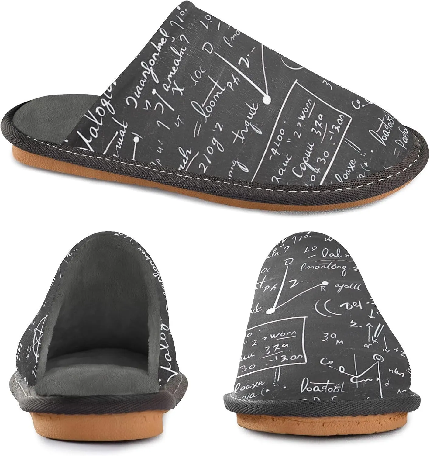 Nander Blackboard Math Questions Women's House Slippers,Men's Non-slip Fuzzy Slippers Soft Comfy Memory Foam Indoor Outdoor House Shoes-25