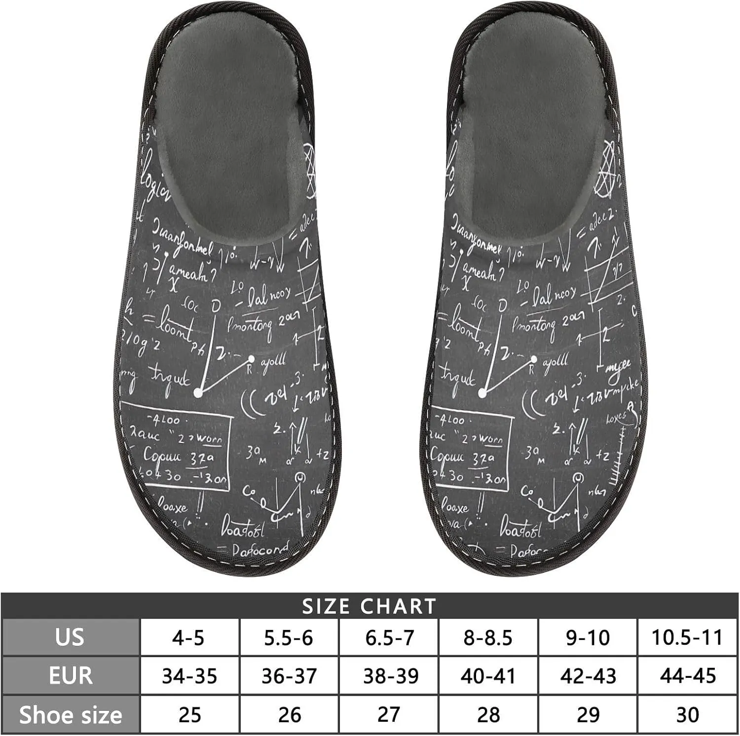 Nander Blackboard Math Questions Women's House Slippers,Men's Non-slip Fuzzy Slippers Soft Comfy Memory Foam Indoor Outdoor House Shoes-25