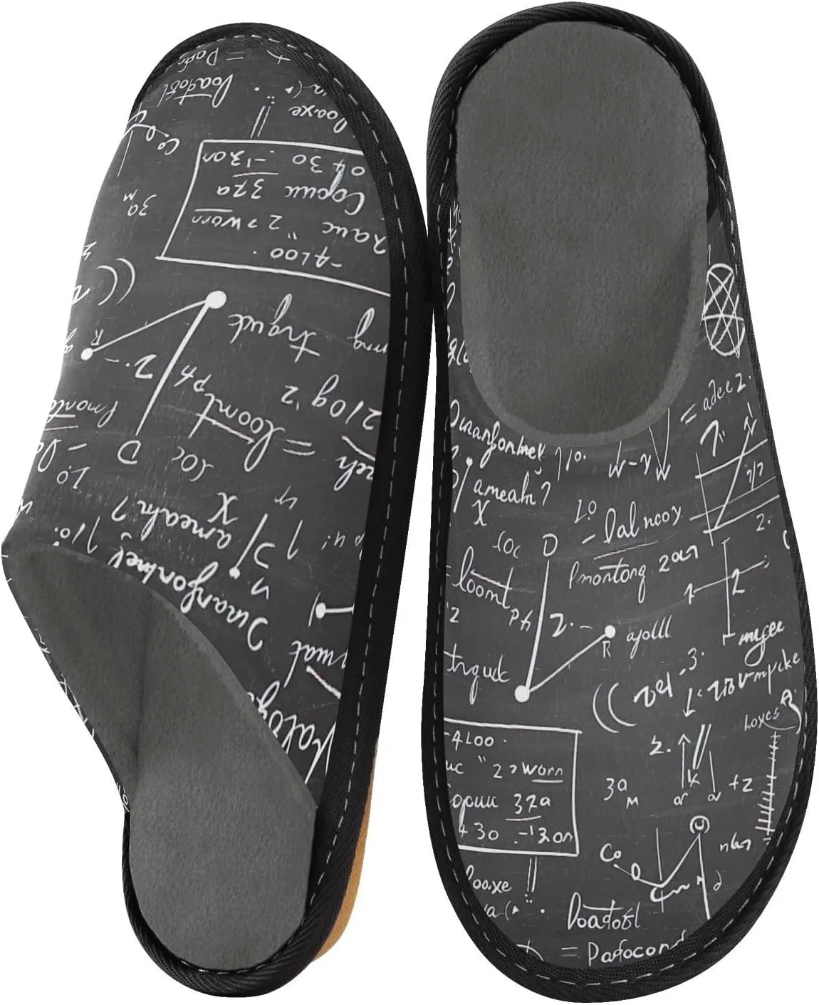 Nander Blackboard Math Questions Women's House Slippers,Men's Non-slip Fuzzy Slippers Soft Comfy Memory Foam Indoor Outdoor House Shoes-25