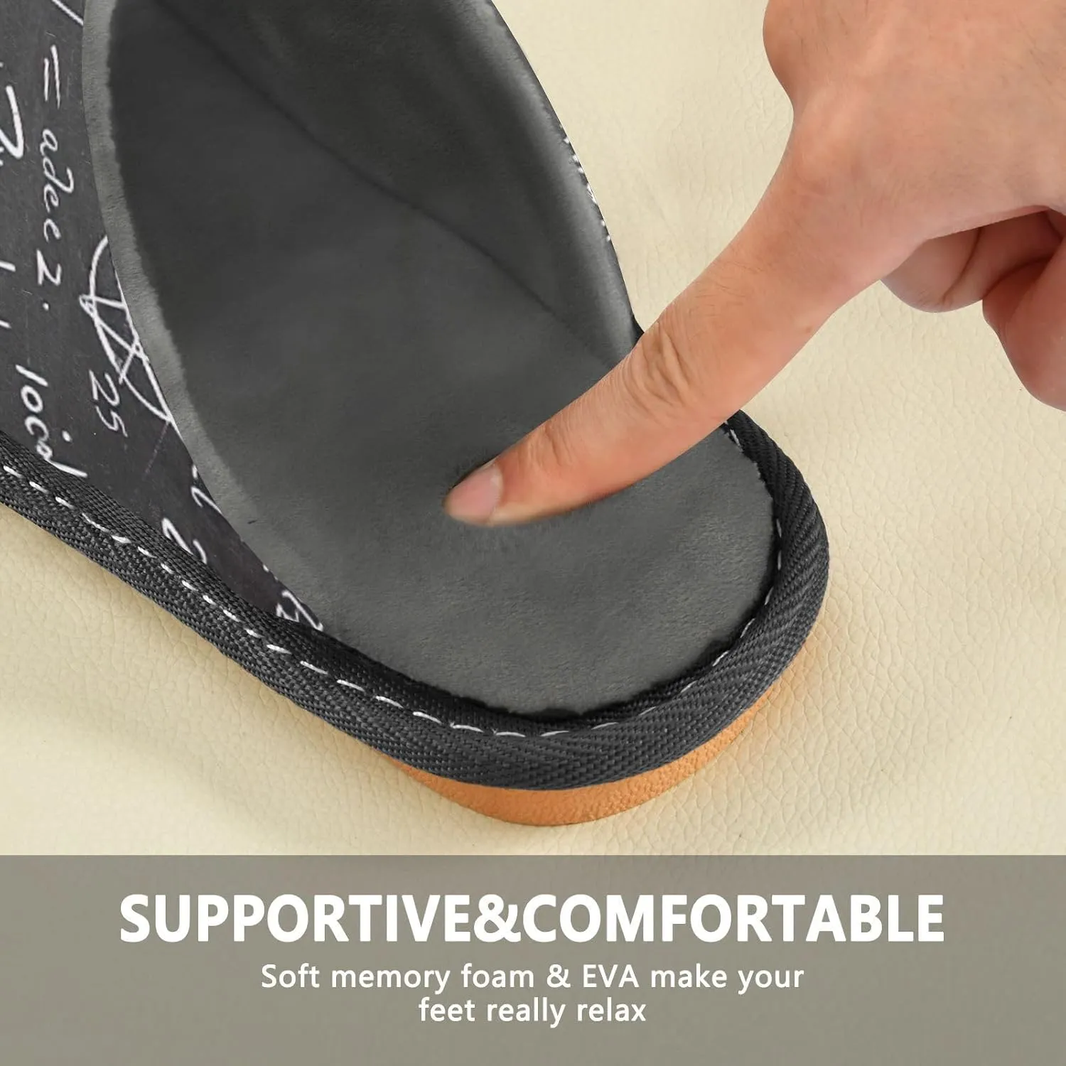 Nander Blackboard Math Questions Women's House Slippers,Men's Non-slip Fuzzy Slippers Soft Comfy Memory Foam Indoor Outdoor House Shoes-25