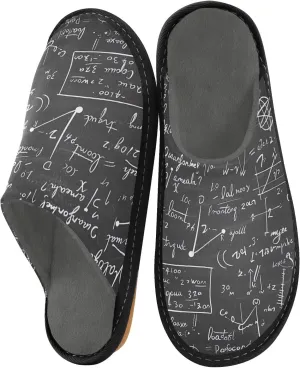 Nander Blackboard Math Questions Women's House Slippers,Men's Non-slip Fuzzy Slippers Soft Comfy Memory Foam Indoor Outdoor House Shoes-25