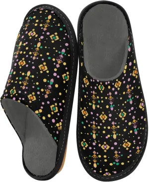 Nander Mardi Gras Vintage Knitted Pattern Women's House Slippers,Men's Non-slip Fuzzy Slippers Soft Comfy Memory Foam Indoor Outdoor House Shoes-25