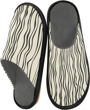 Nander Minimalist Wave Stripes Women's House Slippers,Men's Non-slip Fuzzy Slippers Soft Comfy Memory Foam Indoor Outdoor House Shoes-25